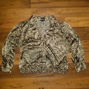 Cheetah Print Satin Blouse